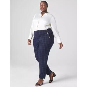 Lane Bryant Navy Plaid Ankle Pants